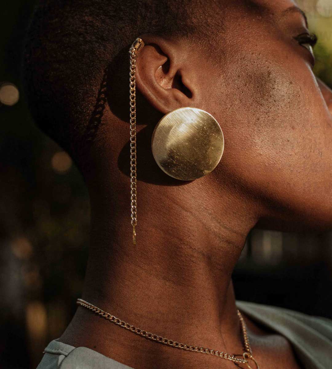 Handmade brass earrings and chain